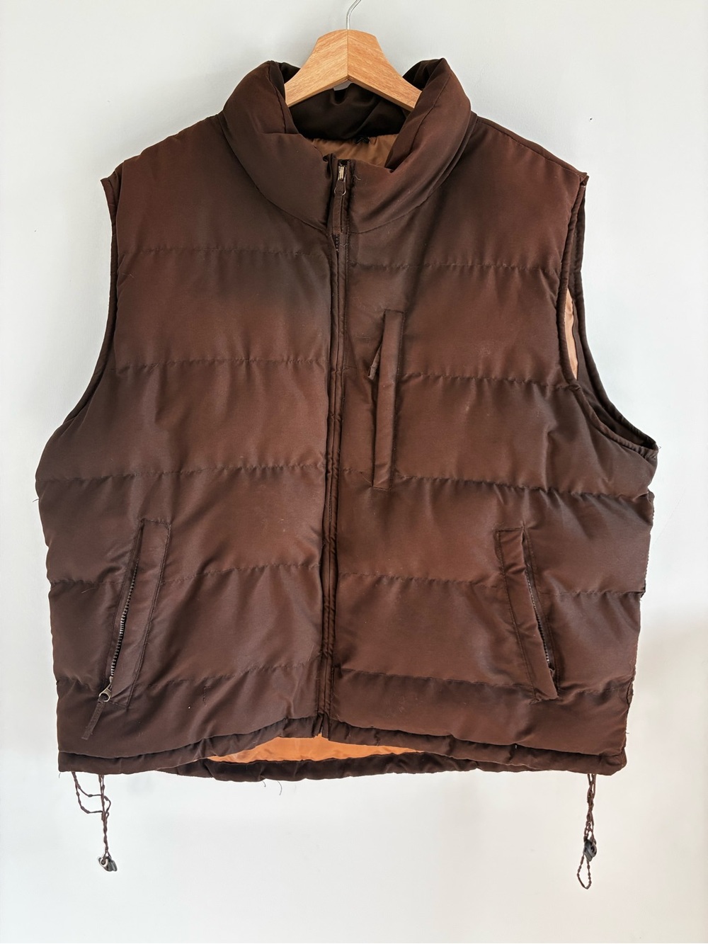 Vtg St. John’s Bay Puffer Vest Mens Large Brown Gorpcore Puffy Jacket Contrast